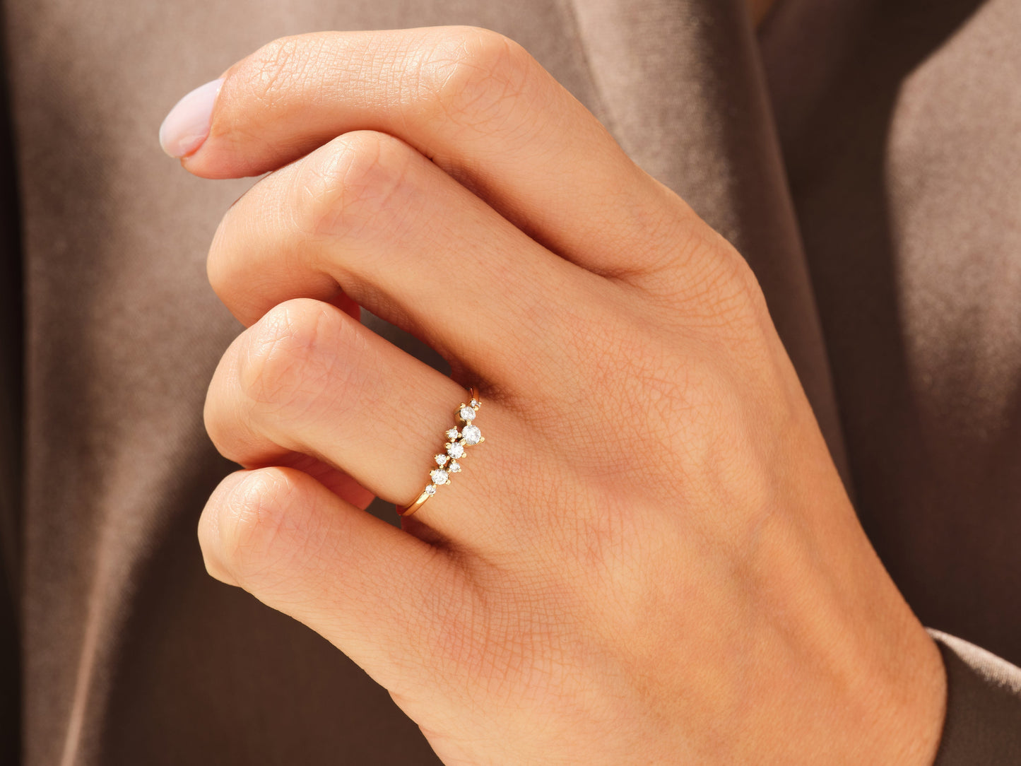 Floating Cluster Wedding Band