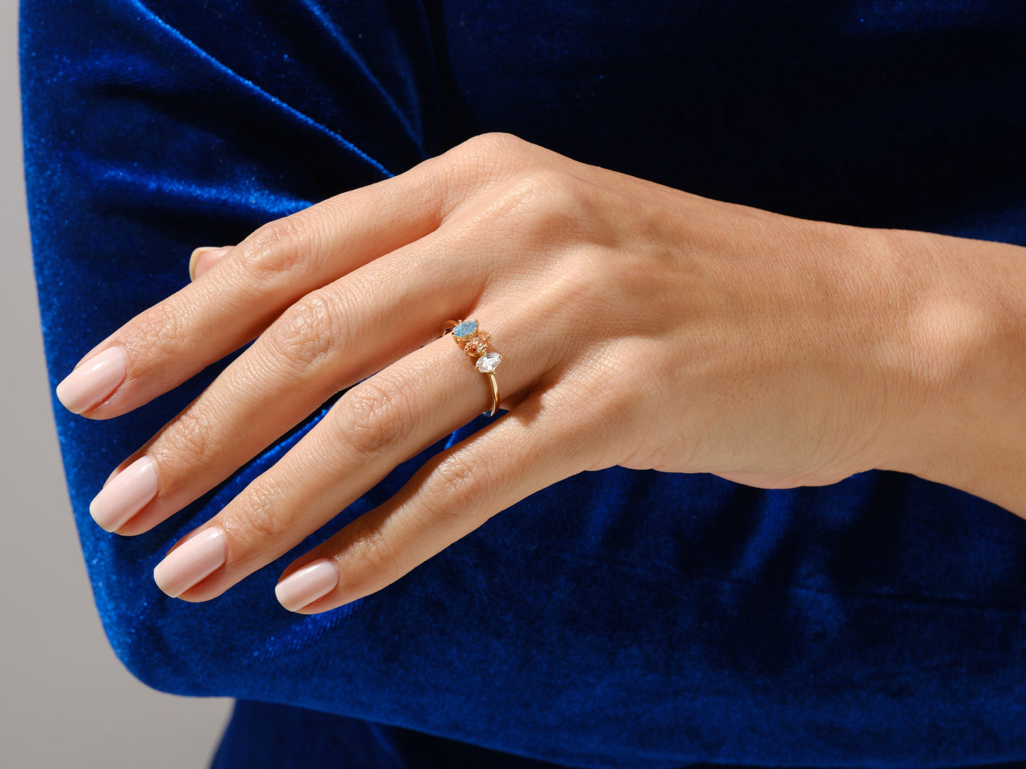 Grandma's Oval Cut Multi-Stone Birthstone Ring in 14k Solid Gold