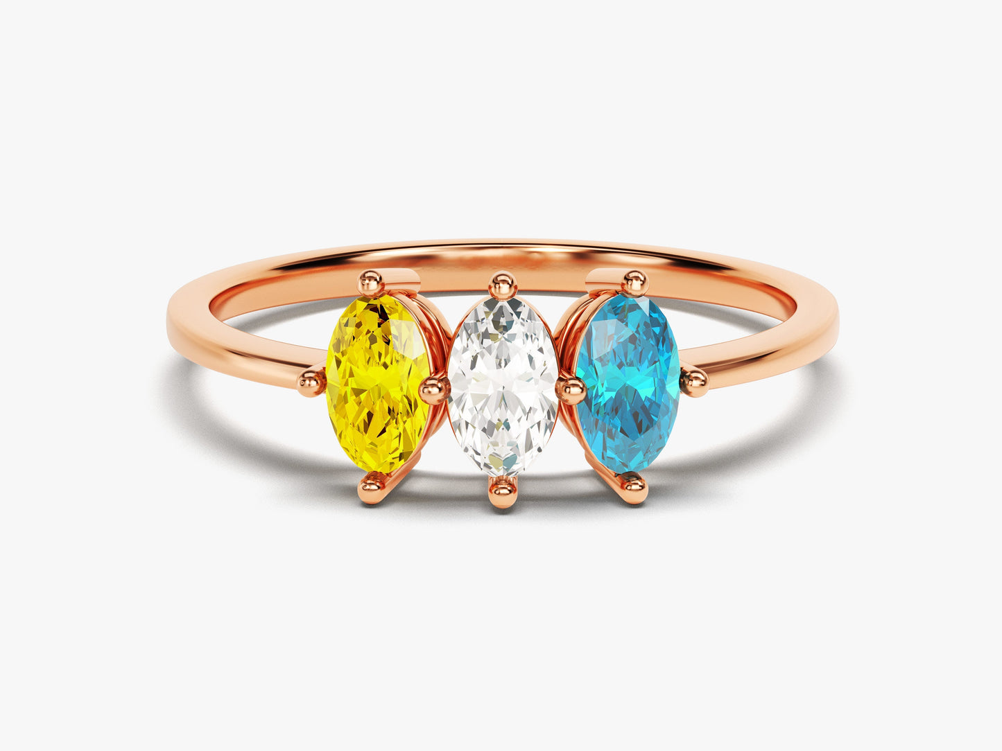 Grandma's Oval Cut Multi-Stone Birthstone Ring in 14k Solid Gold