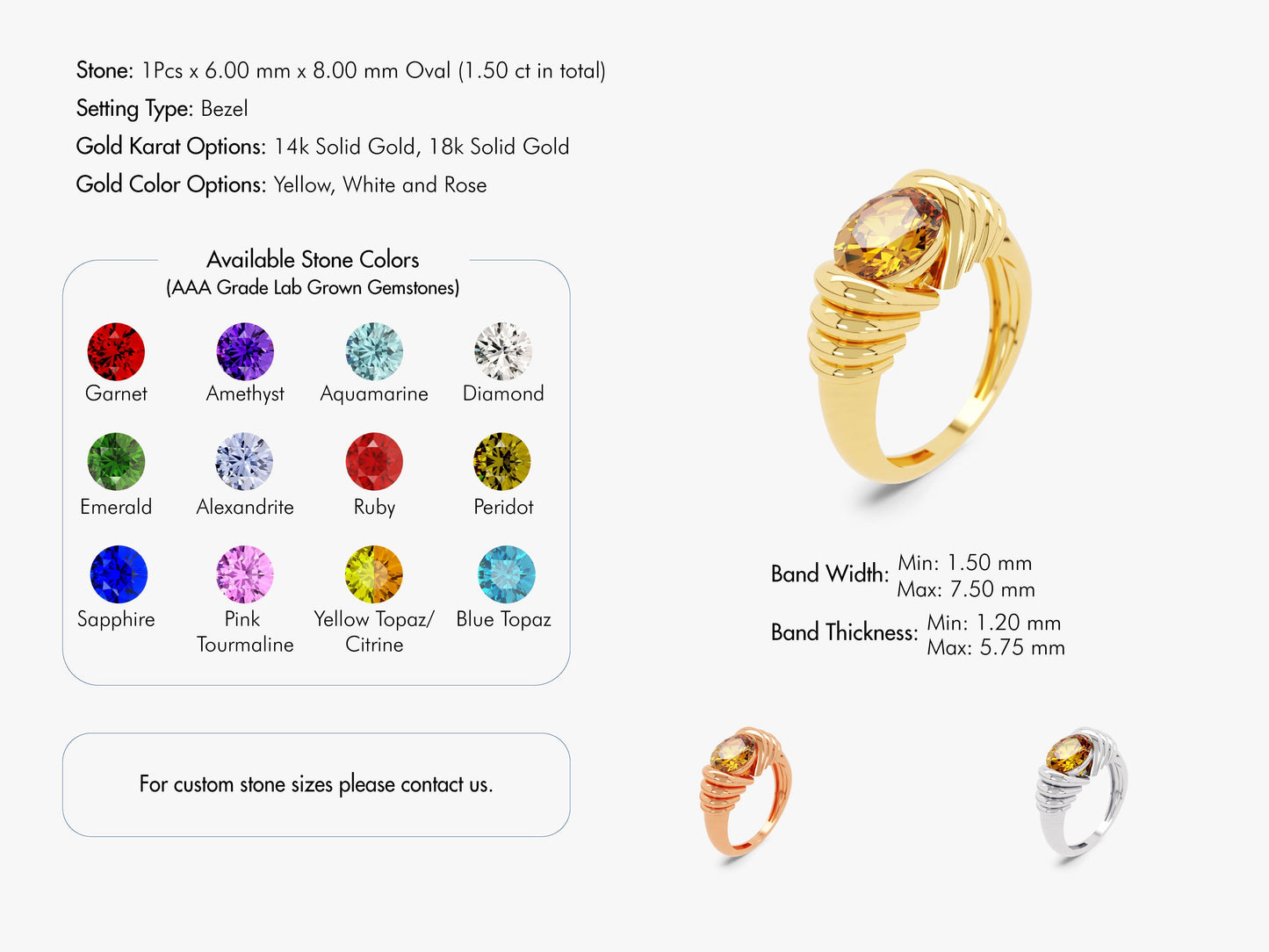 Mother's Bold Birthstone Ring in 14k Solid Gold