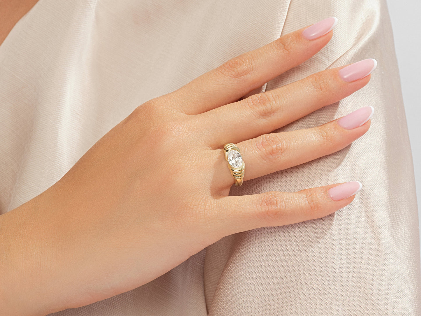 Bold Oval Cut Promise Ring