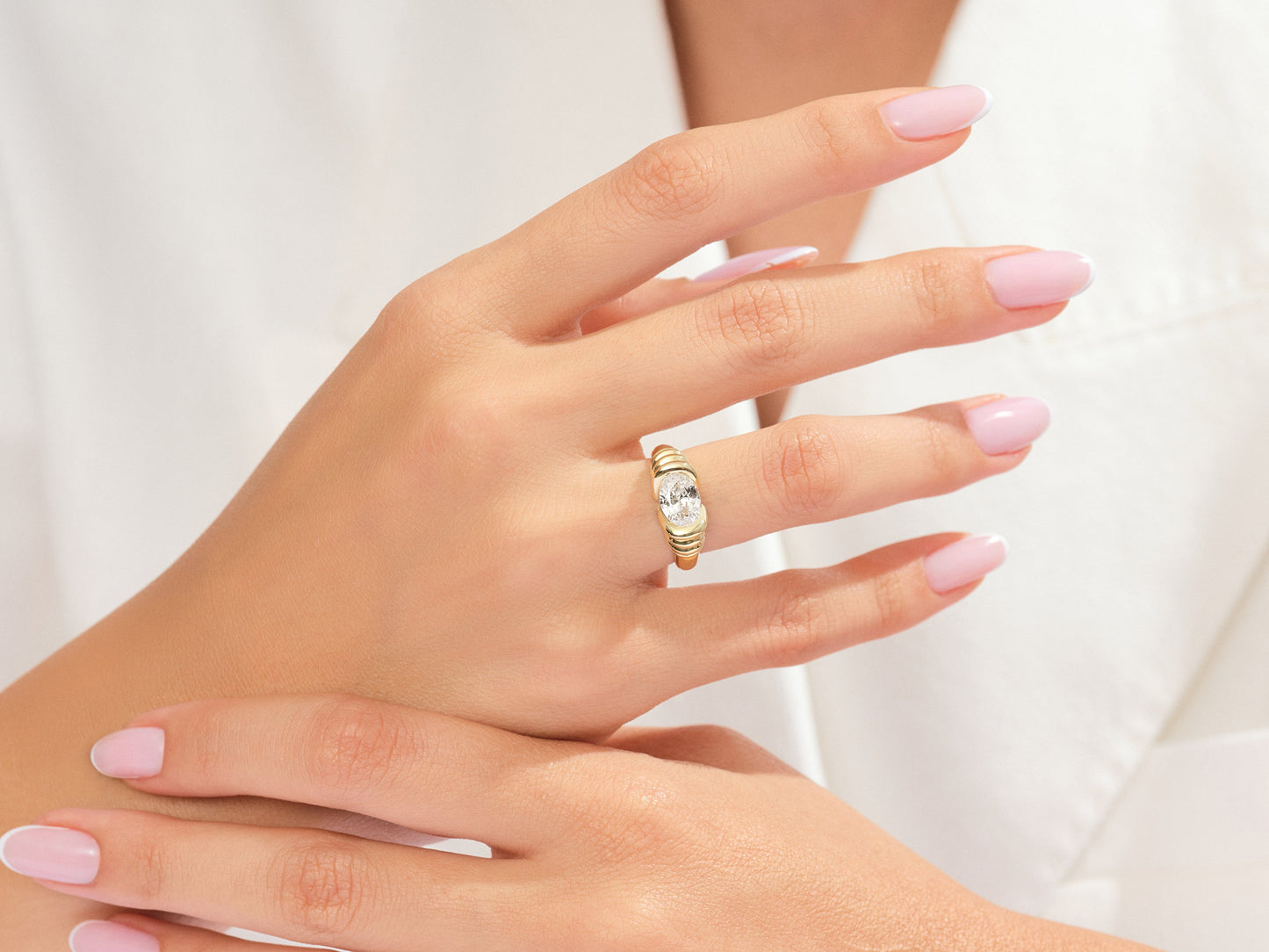 Bold Oval Cut Promise Ring