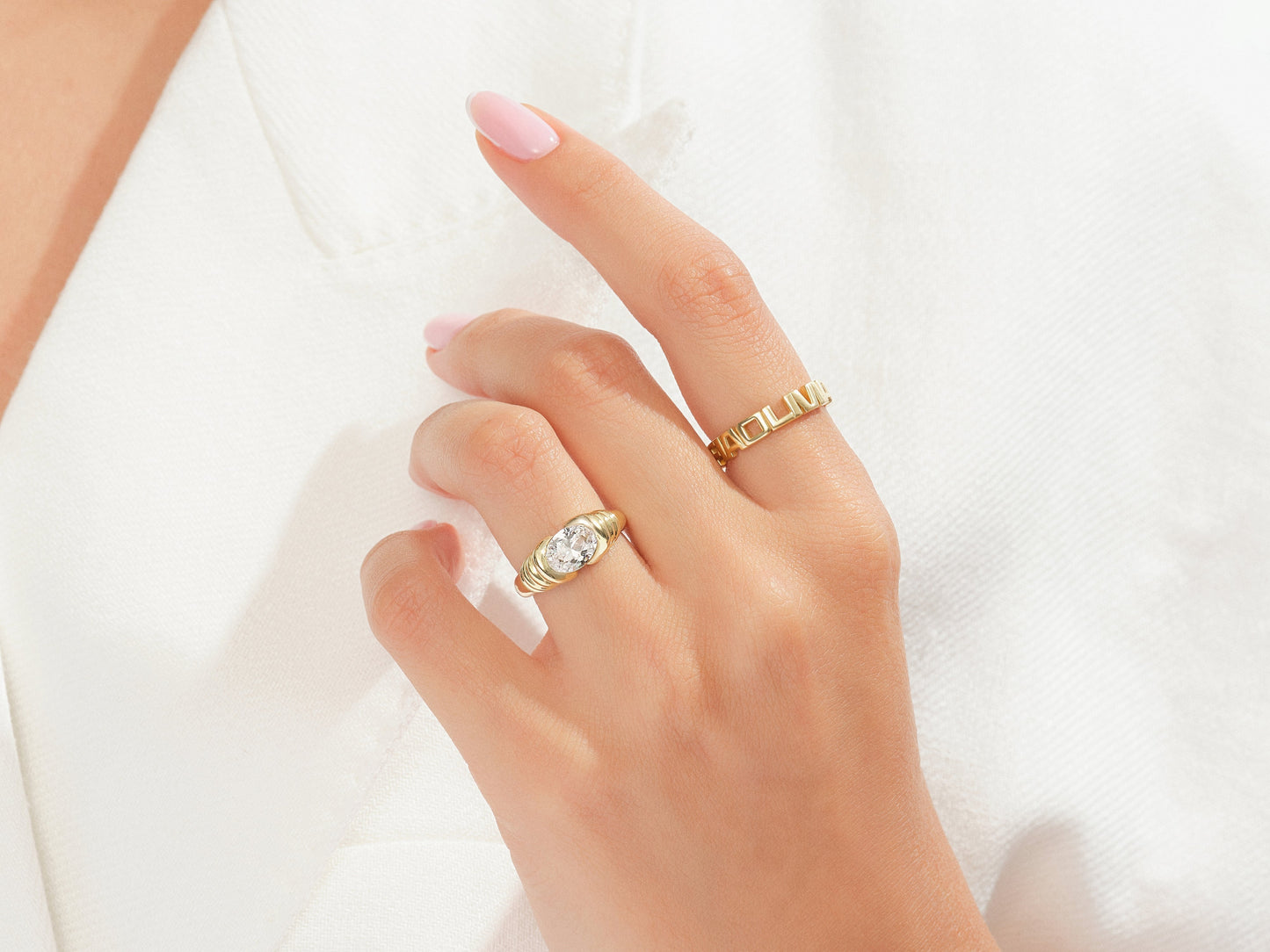 Bold Oval Cut Promise Ring