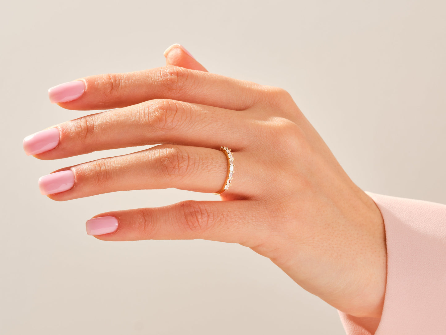 Horizontal Baguette Wedding Band