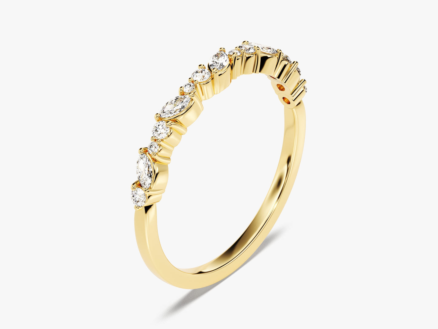 Marquise and Double Round Half Eternity Wedding Band