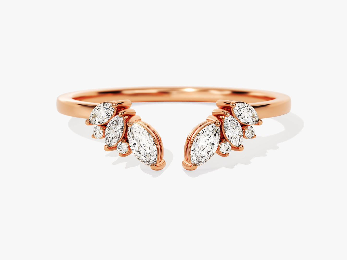 Open Marquise Cluster Wedding Band