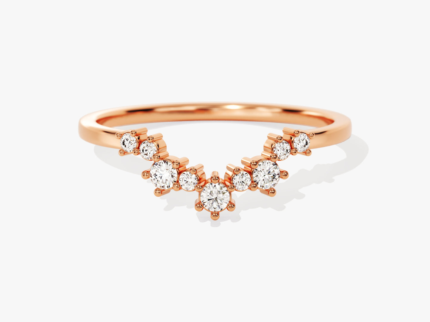 Curved Cluster Wedding Band