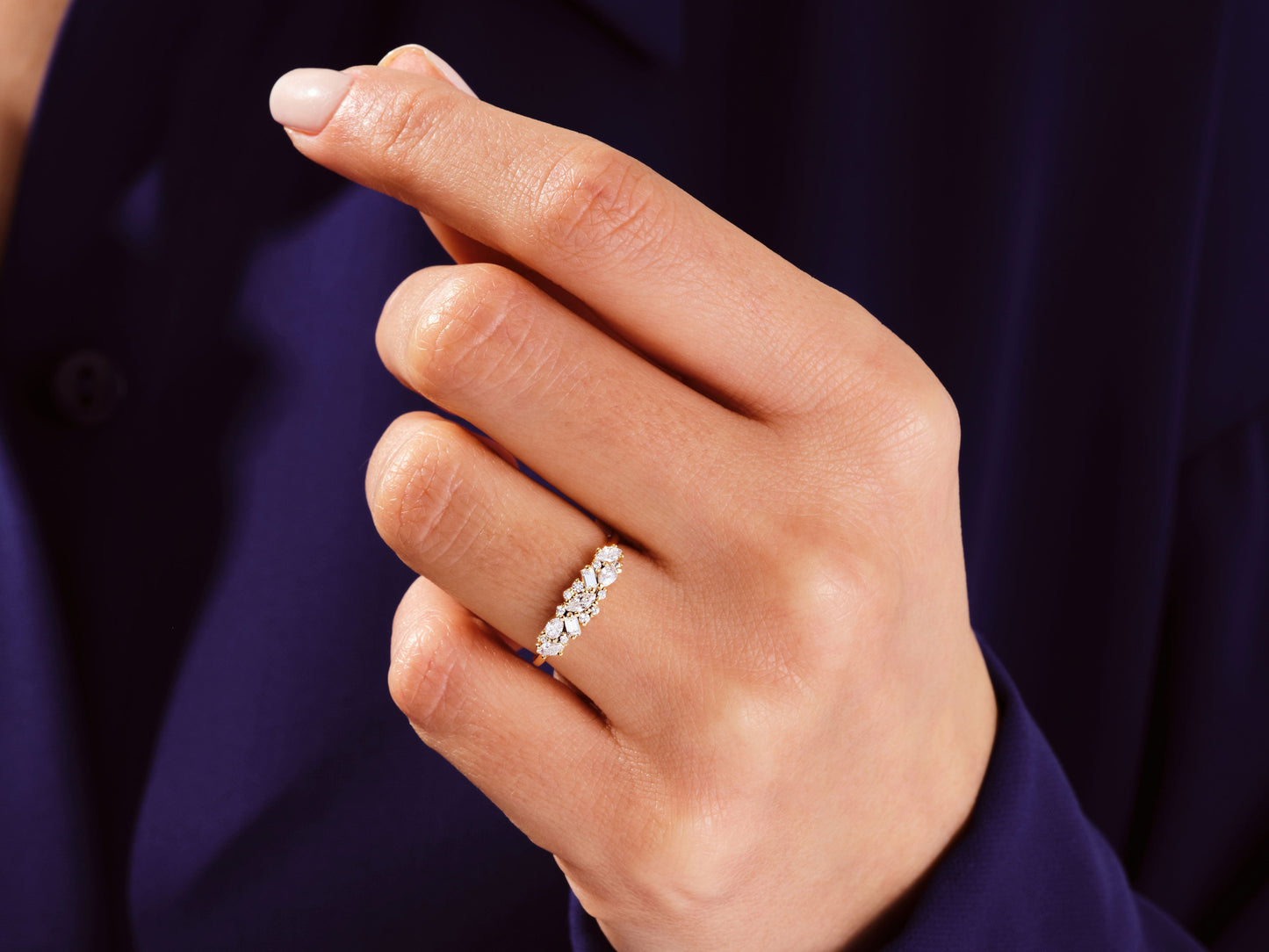 Vintage Bold Cluster Wedding Band