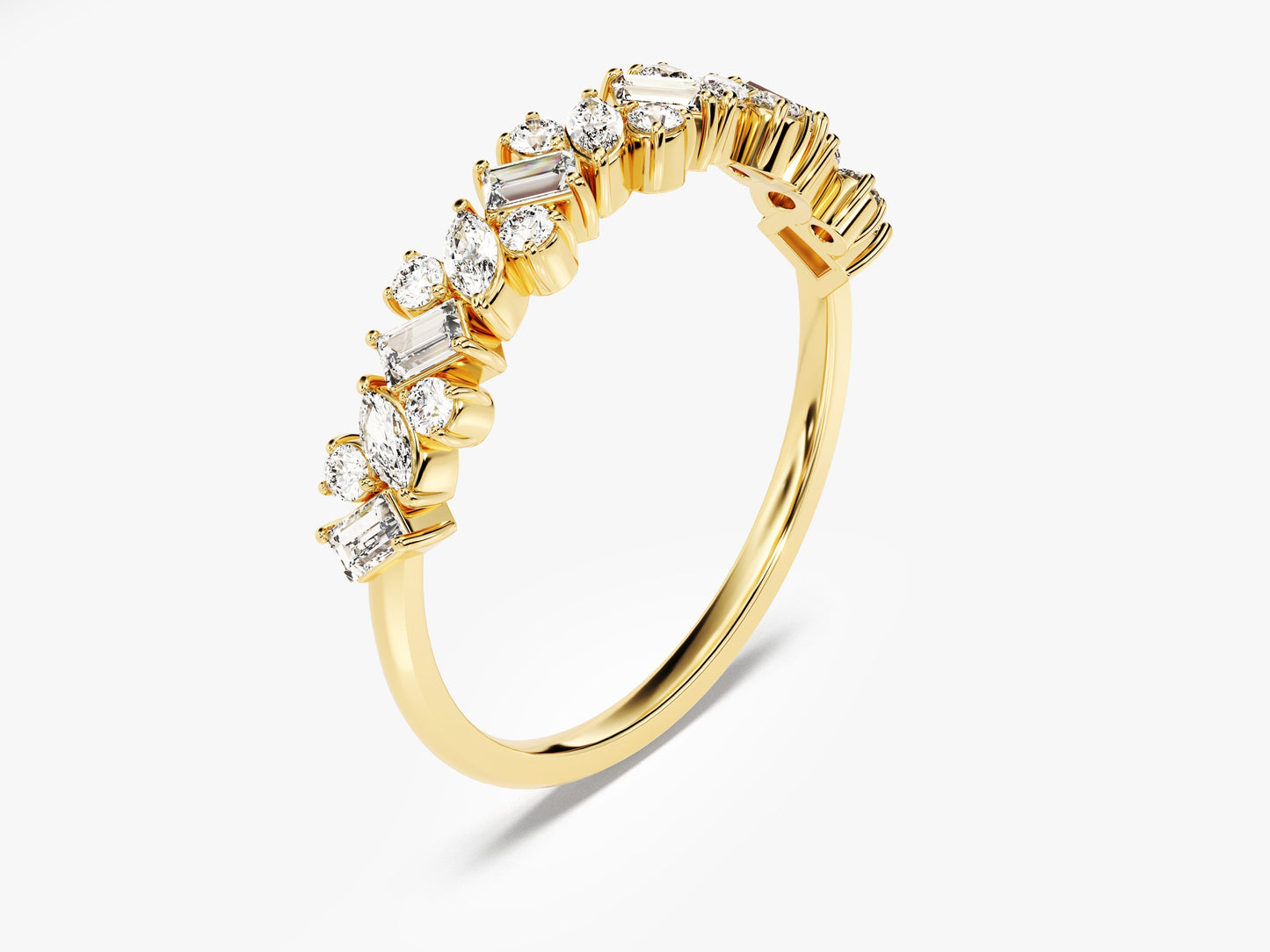 Multi-Cut Cluster Wedding Band