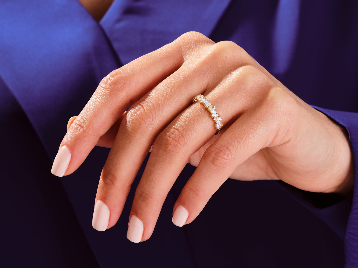 Multi-Cut Cluster Wedding Band