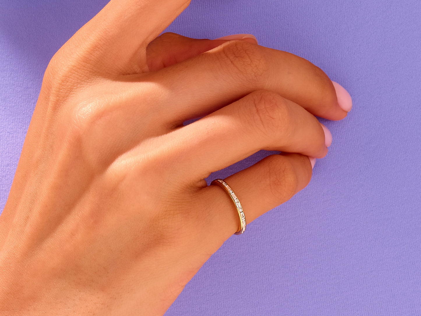 Channel Set Baguette and Round Ring