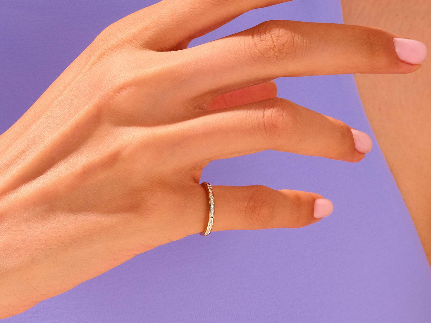 Channel Set Baguette and Round Ring