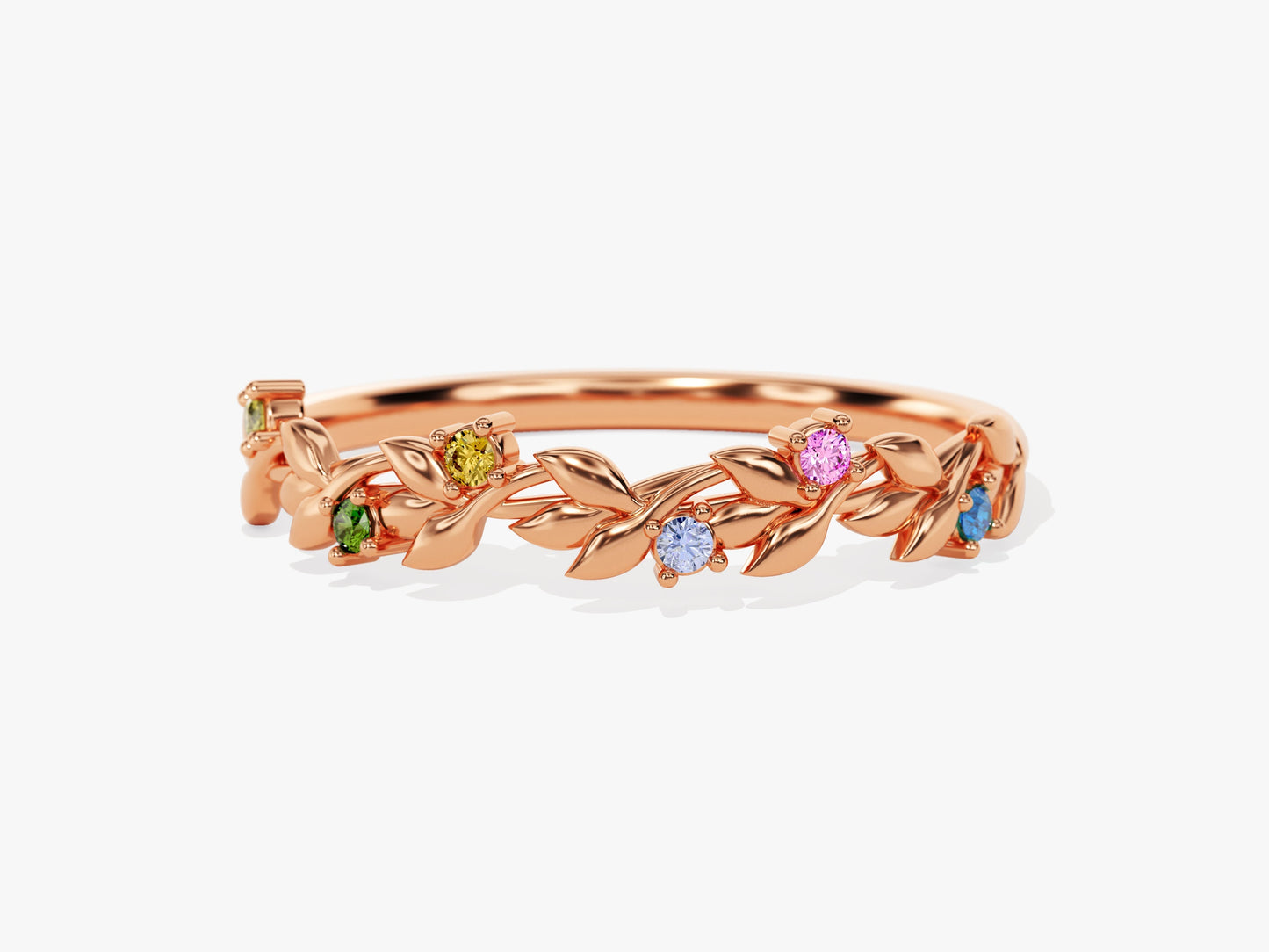 Mother's Floral Birthstone Ring in 14k Solid Gold