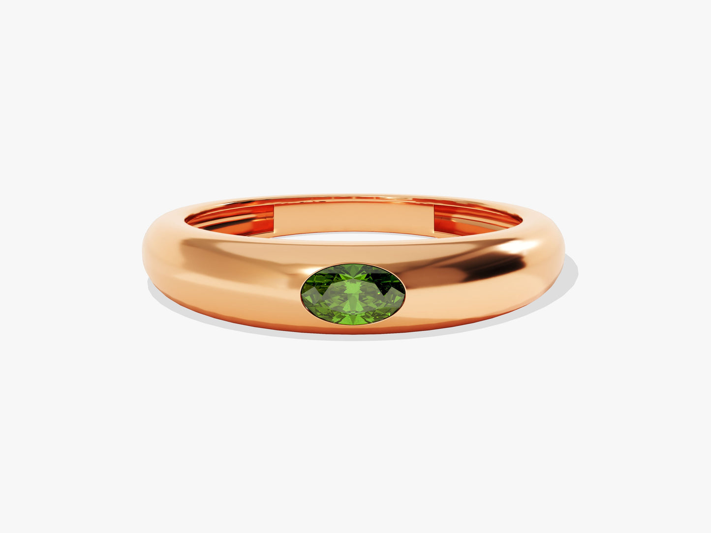 Flush Set Oval Cut Birthstone Ring