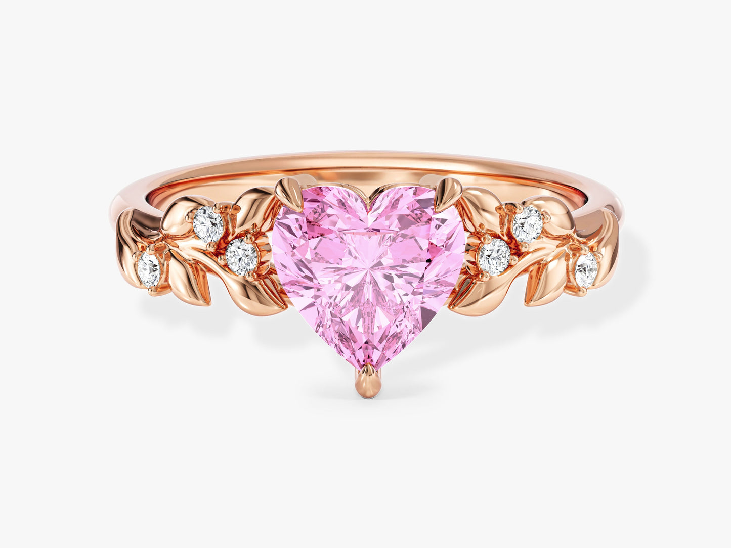 Nature Inspired Heart Birthstone Ring