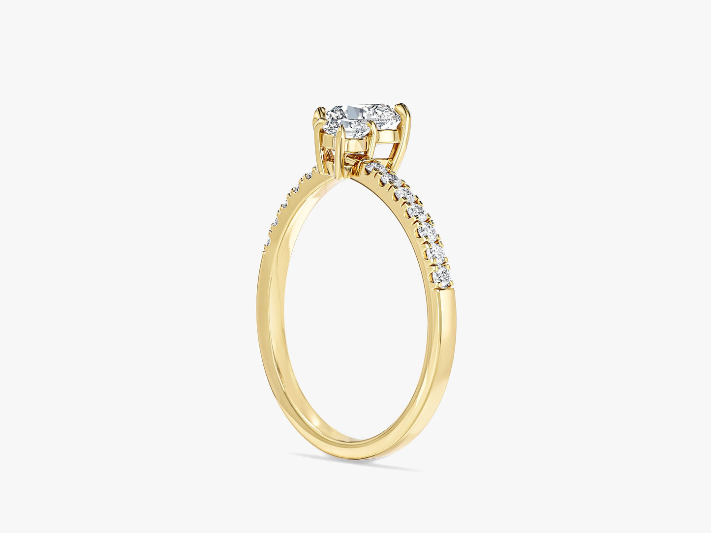 Double Heart Moissanite Promise Ring with Sidestones