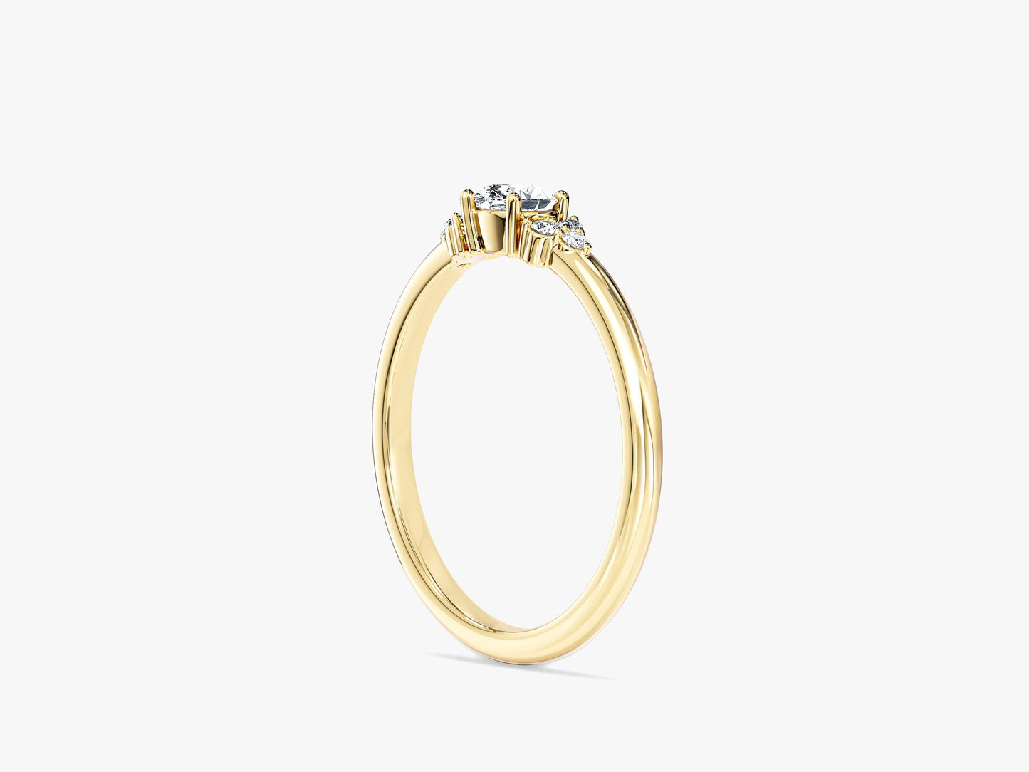 Oval Moissanite Promise Ring with Sidestones
