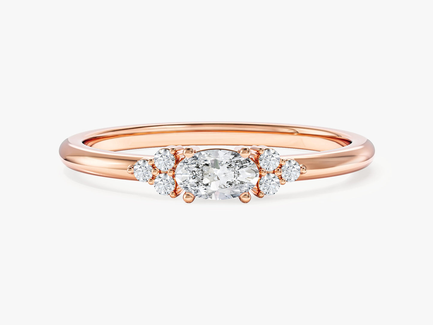 Oval Moissanite Promise Ring with Sidestones
