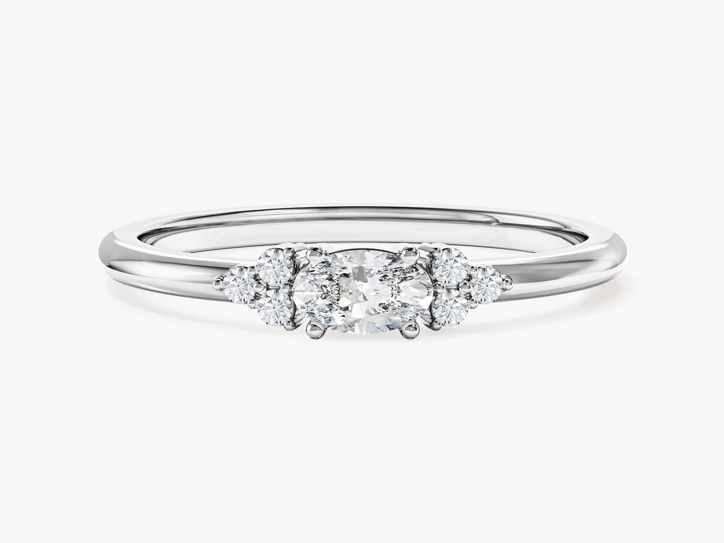 Oval Moissanite Promise Ring with Sidestones