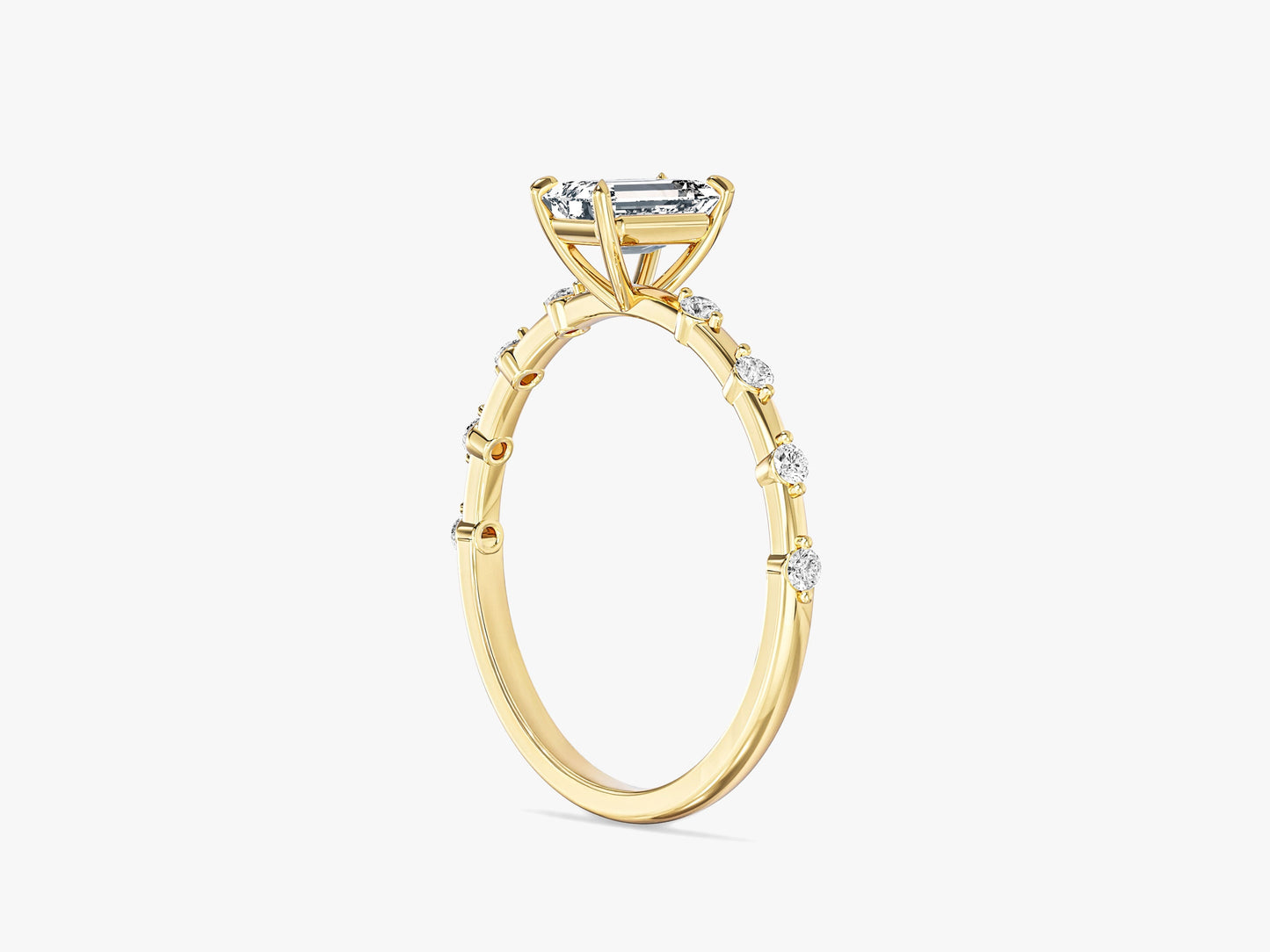 Emerald Moissanite Promise Ring with Sidestones