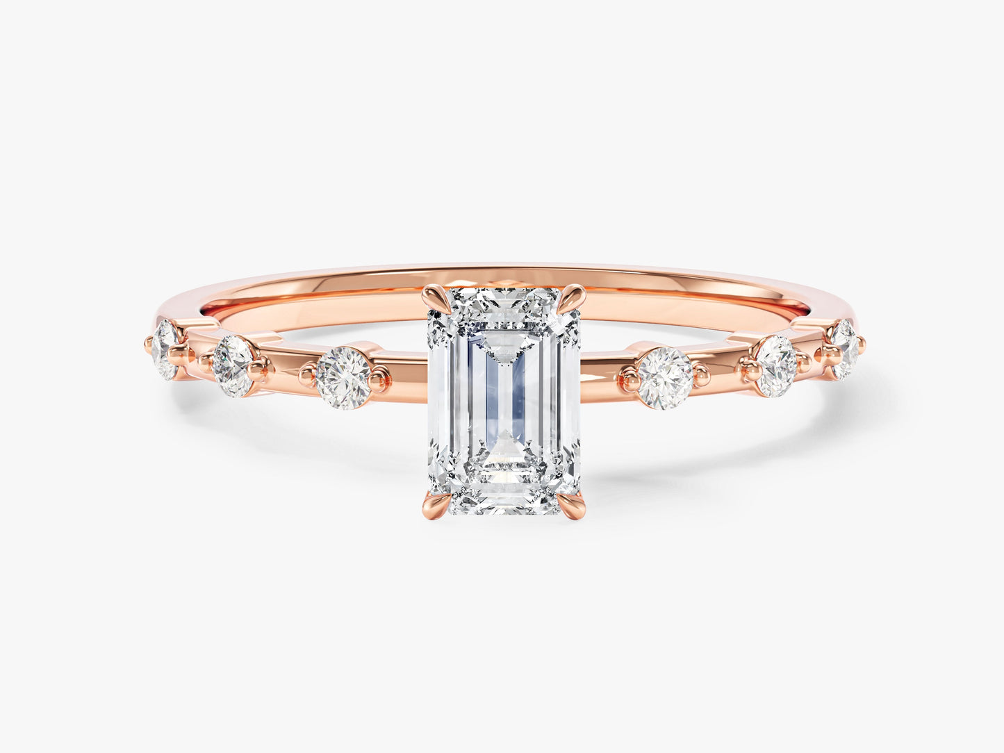 Emerald Moissanite Promise Ring with Sidestones