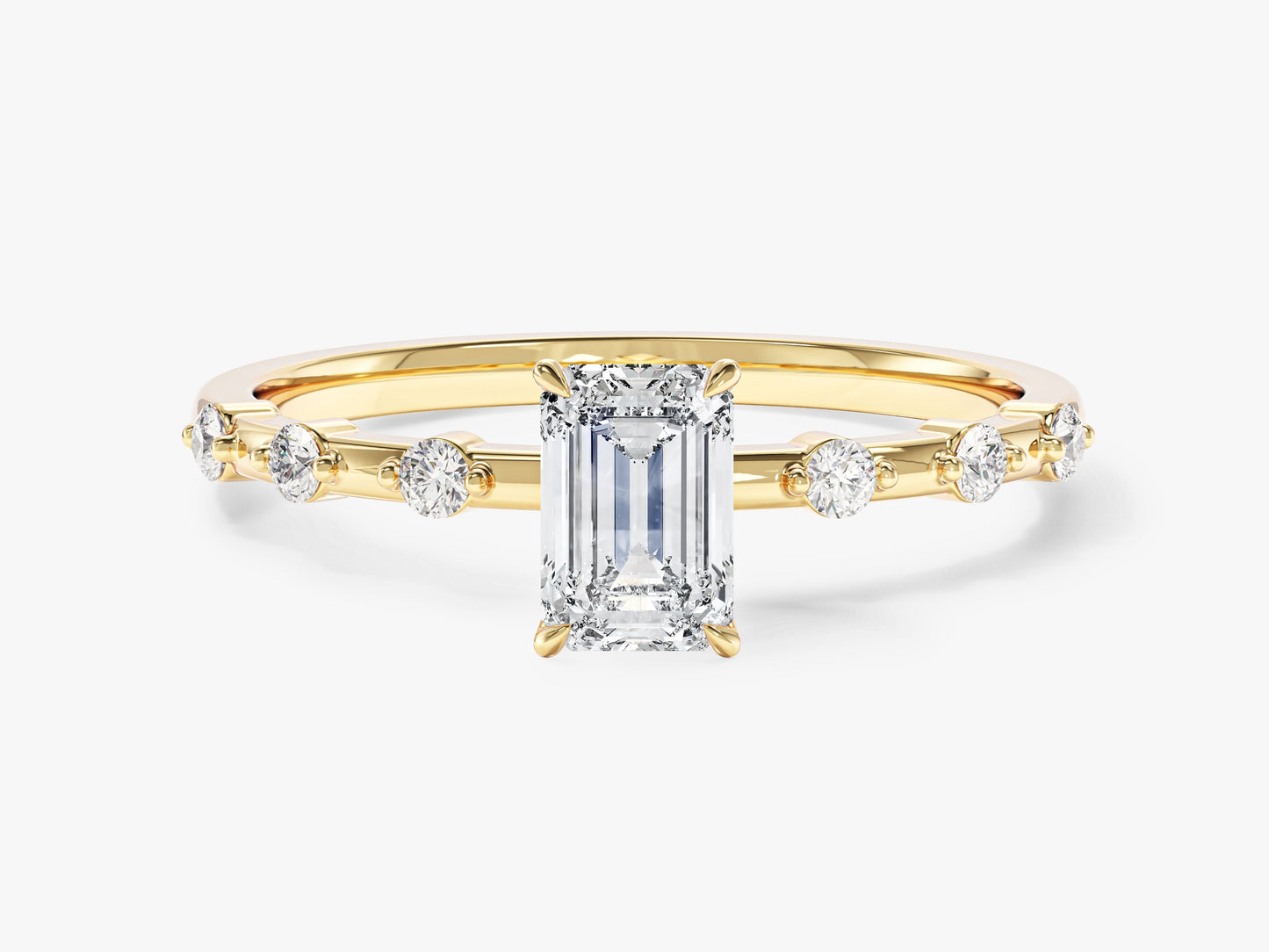 Emerald Moissanite Promise Ring with Sidestones
