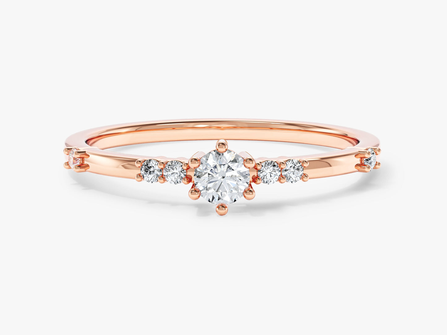 Scattered Round Cut Moissanite Promise Ring