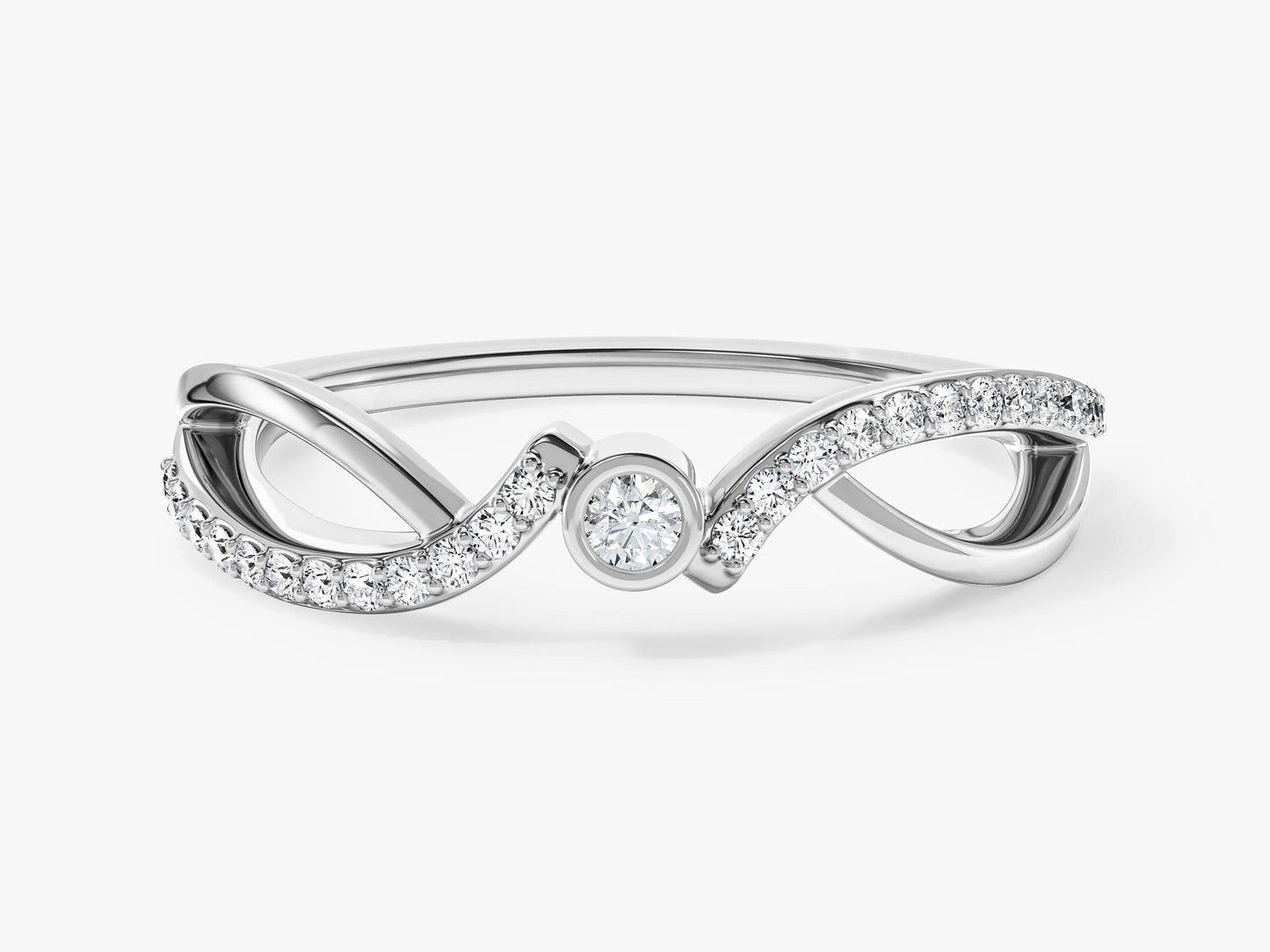 Split Shank Moissanite Promise Ring with Sidestones