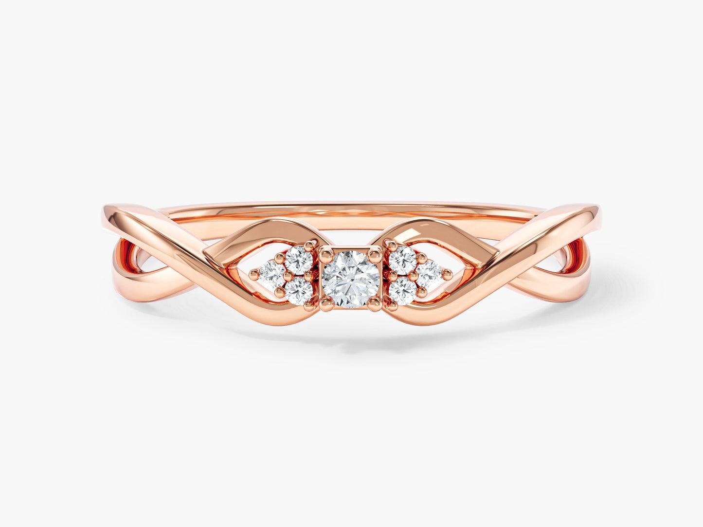 Twisted Band Moissanite Cluster Promise Ring