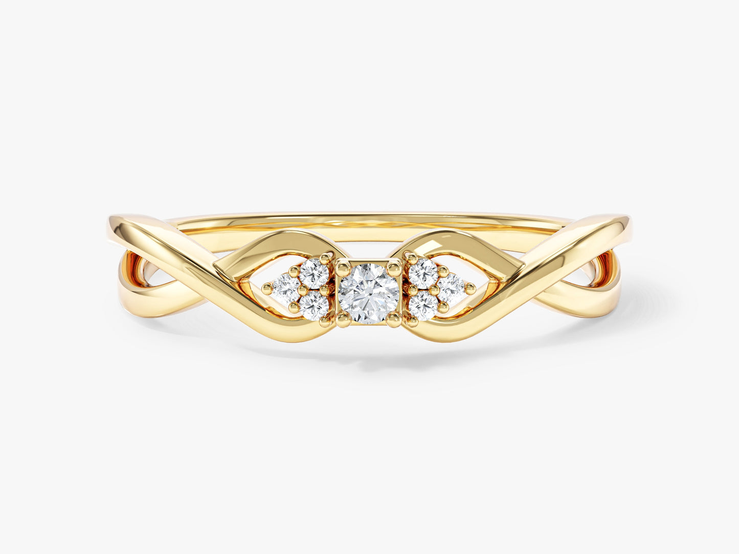 Twisted Band Moissanite Cluster Promise Ring