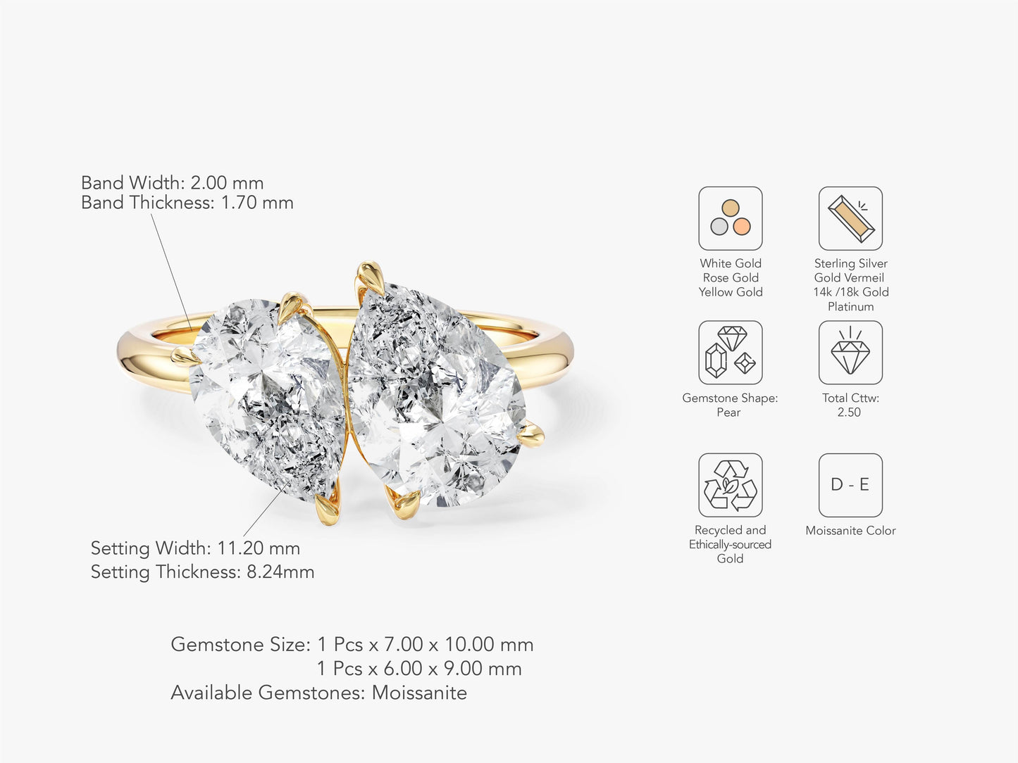 Pear and Pear Toi Et Moi Promise Ring