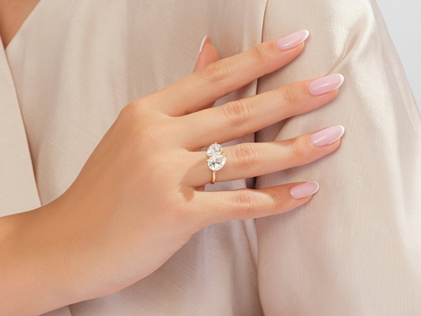 Pear and Pear Toi Et Moi Promise Ring