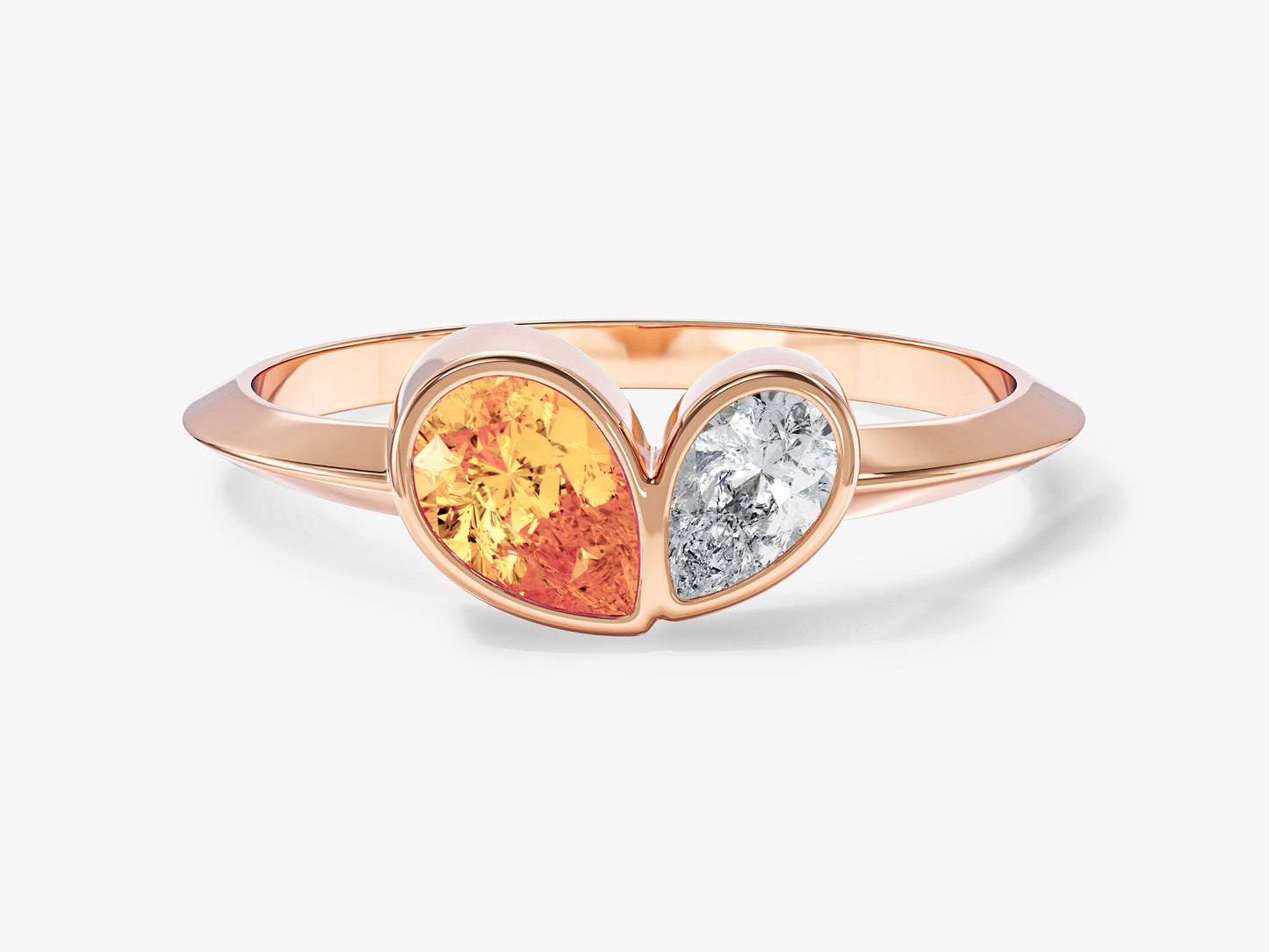 Bezel Set Pear Toi Et Moi Promise Ring