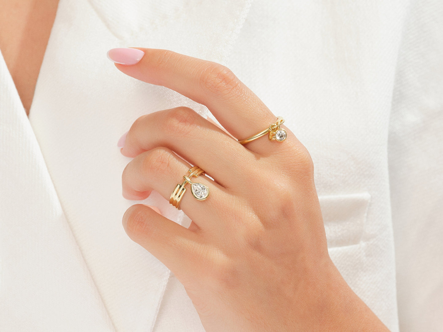 Pear Cut Charm Promise Ring