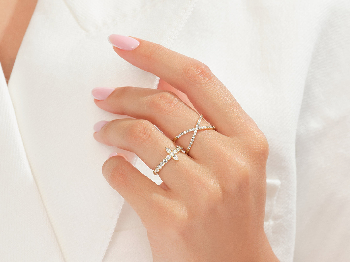 Cross Half-Eternity Promise Ring