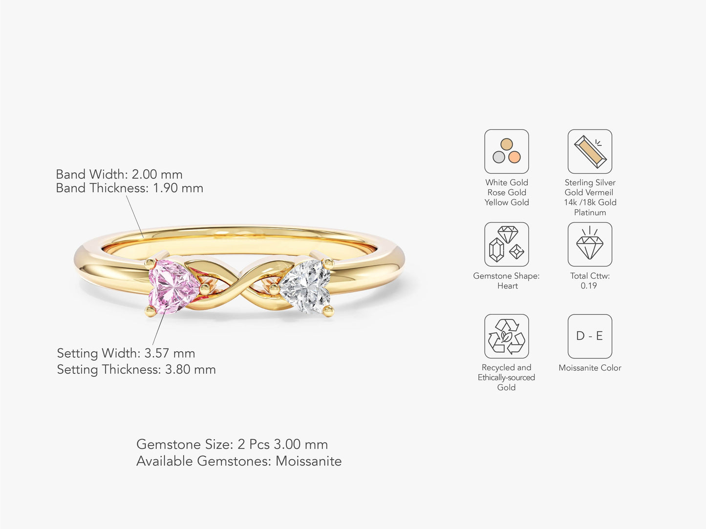 Dainty Split Shank Heart Cut Promise Ring
