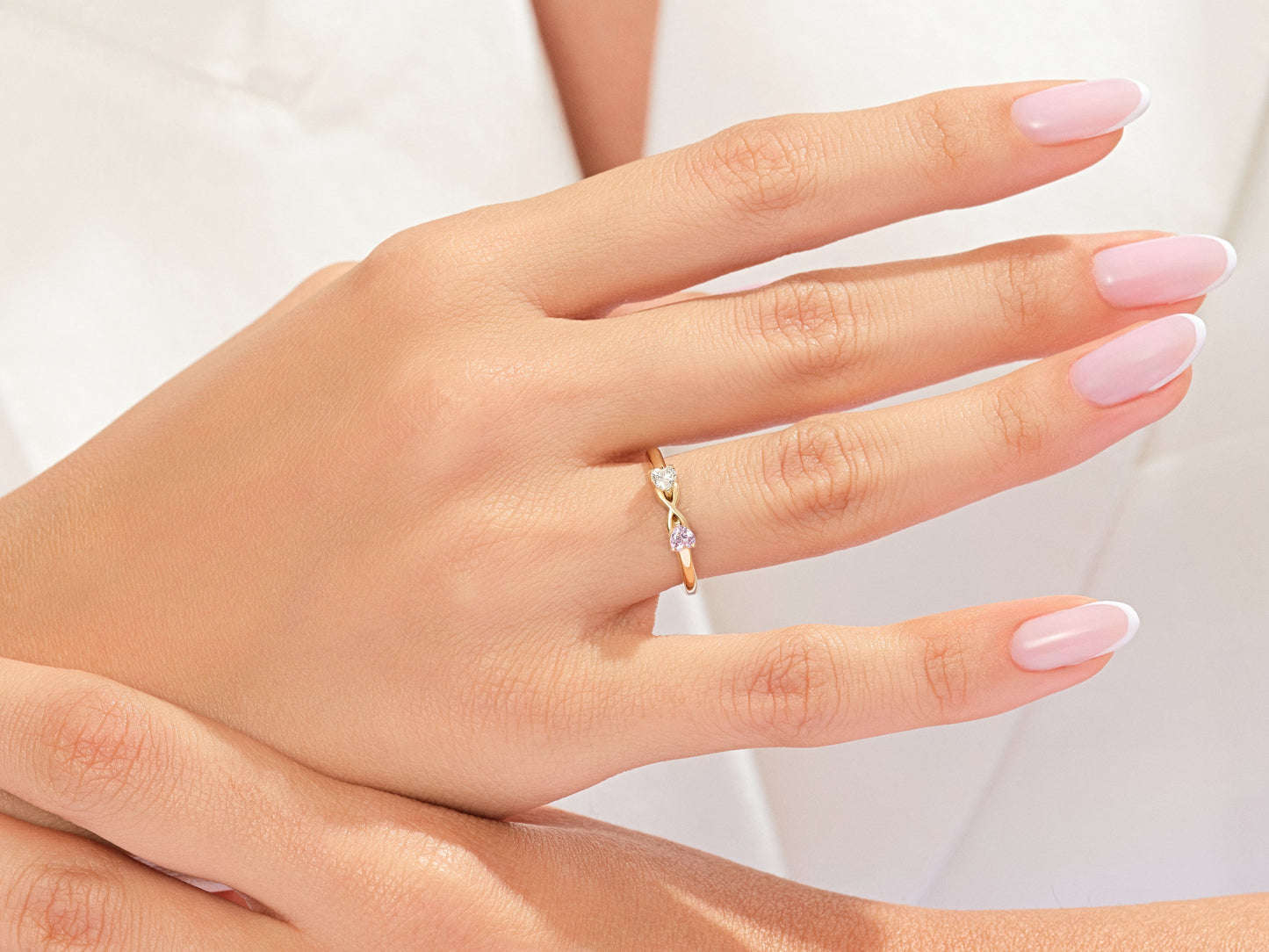 Dainty Split Shank Heart Cut Promise Ring