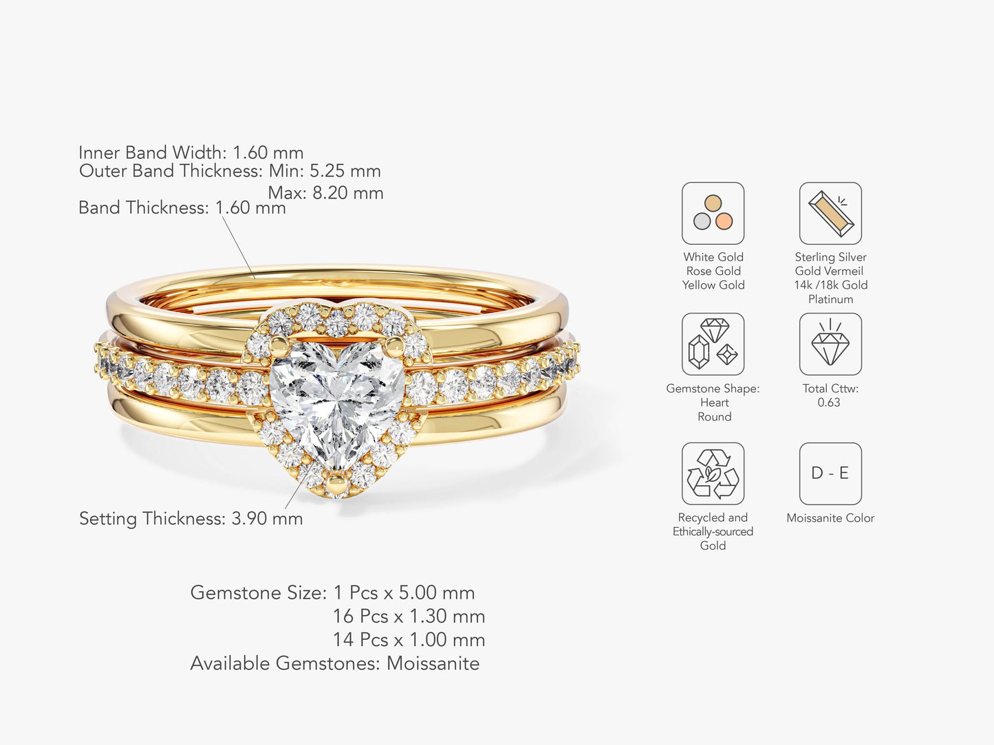 Triple Shank Heart Cut Promise Ring
