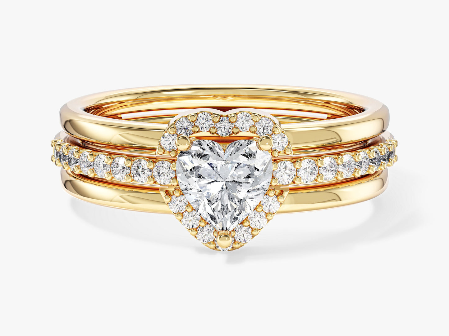 Triple Shank Heart Cut Promise Ring