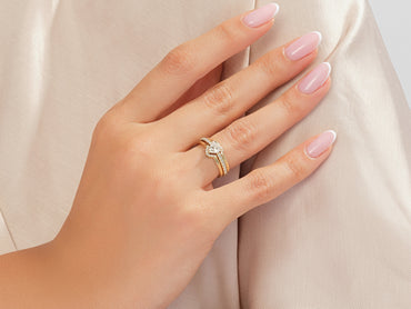 Triple Shank Heart Cut Promise Ring