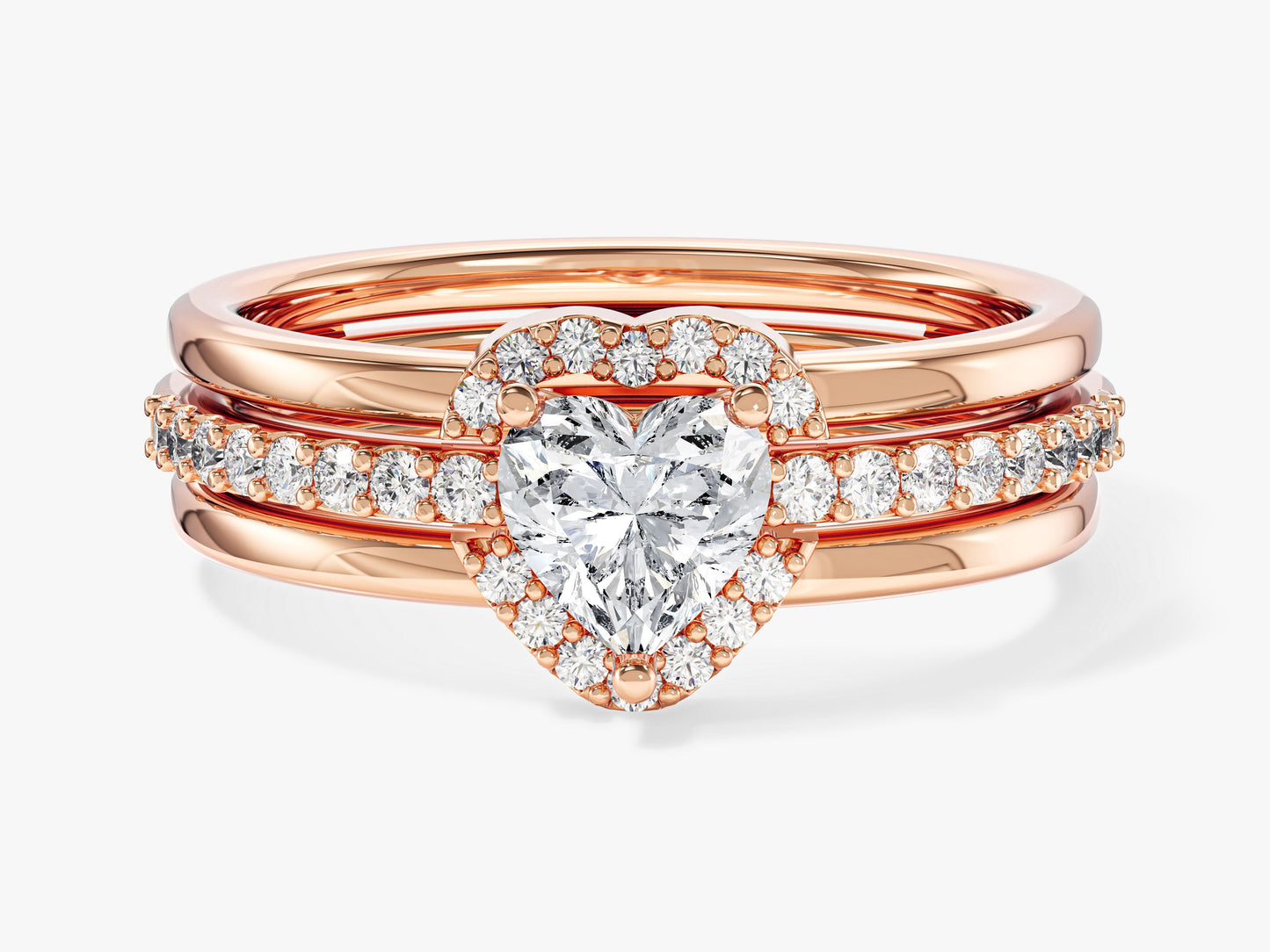 Triple Shank Heart Cut Promise Ring