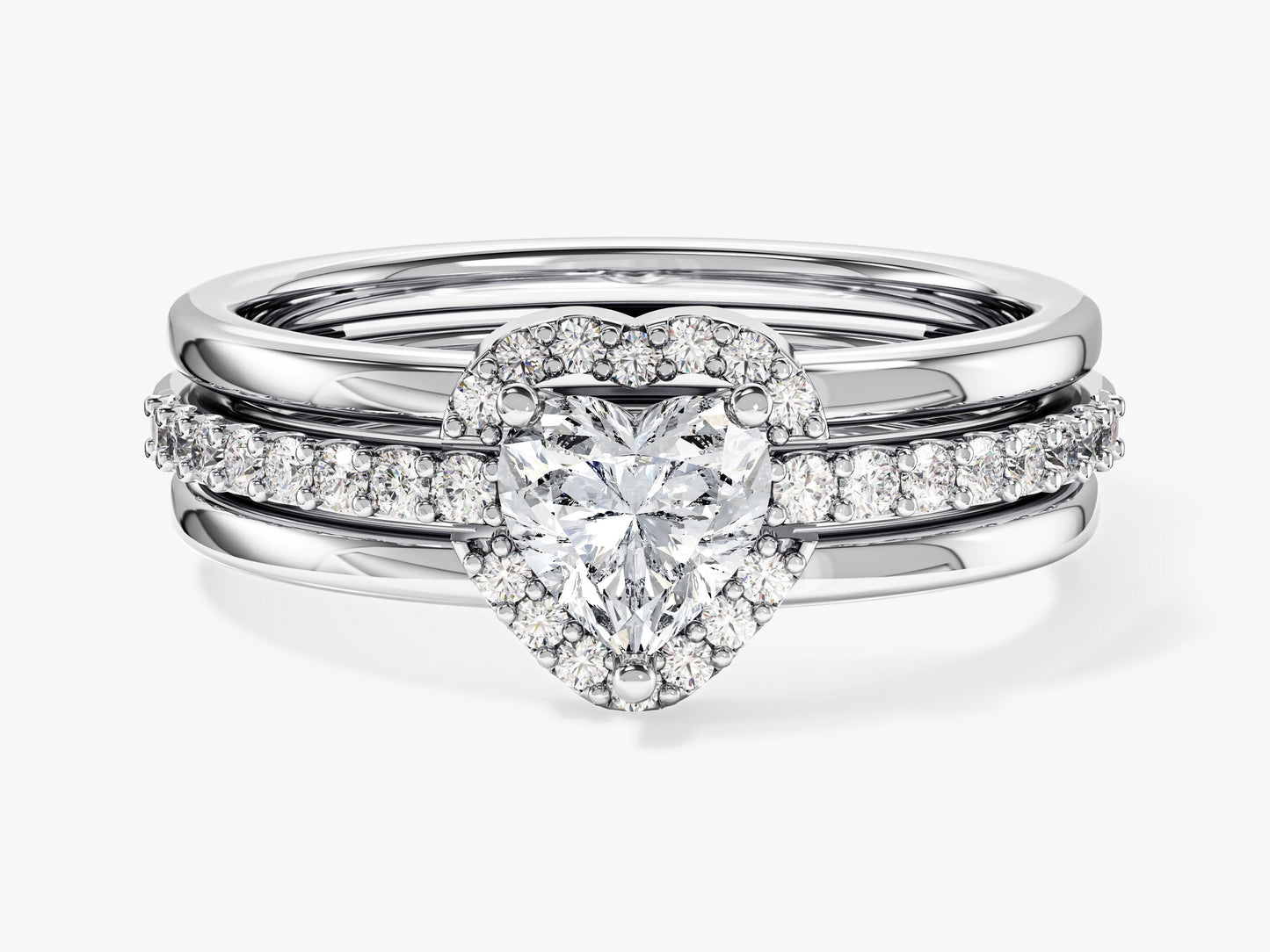 Triple Shank Heart Cut Promise Ring