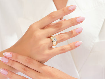 Bold Croissant Heart Cut Promise Ring