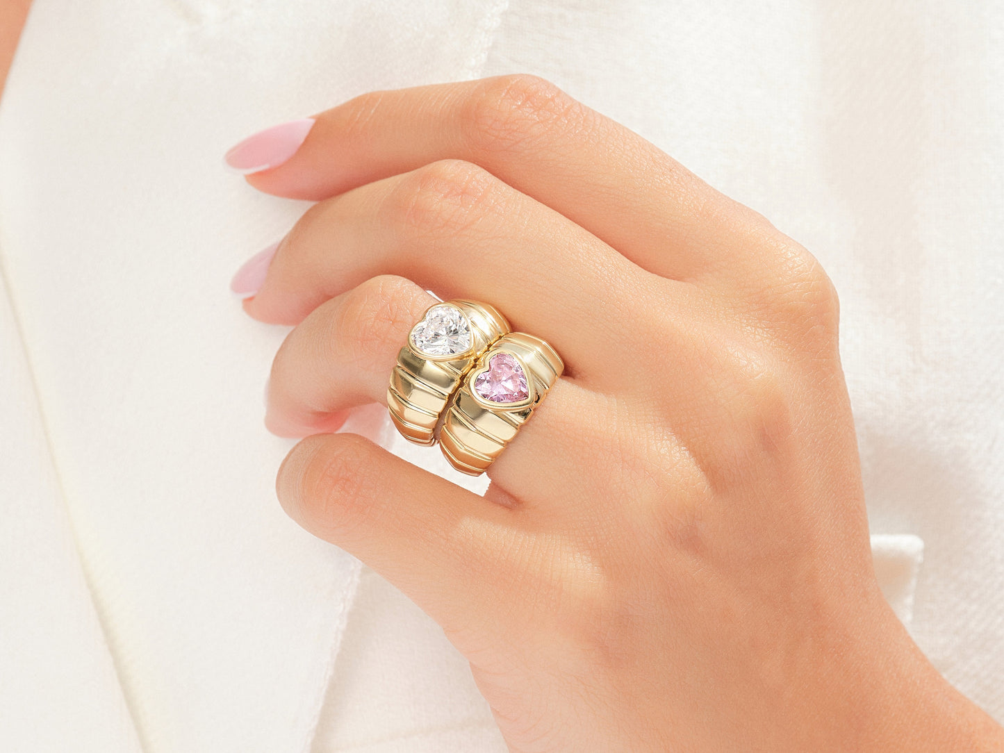Bold Croissant Heart Cut Promise Ring