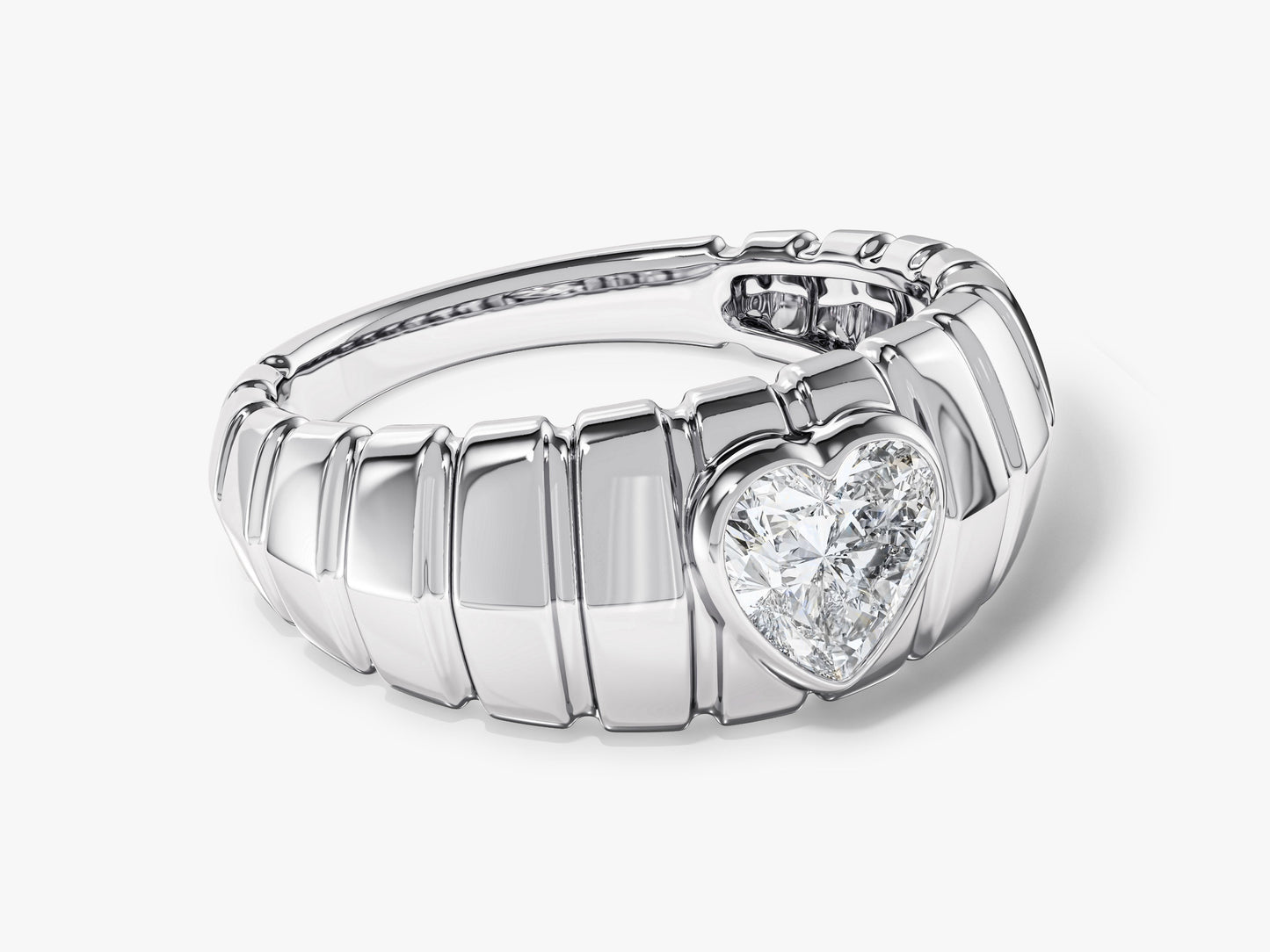 Bold Croissant Heart Cut Promise Ring
