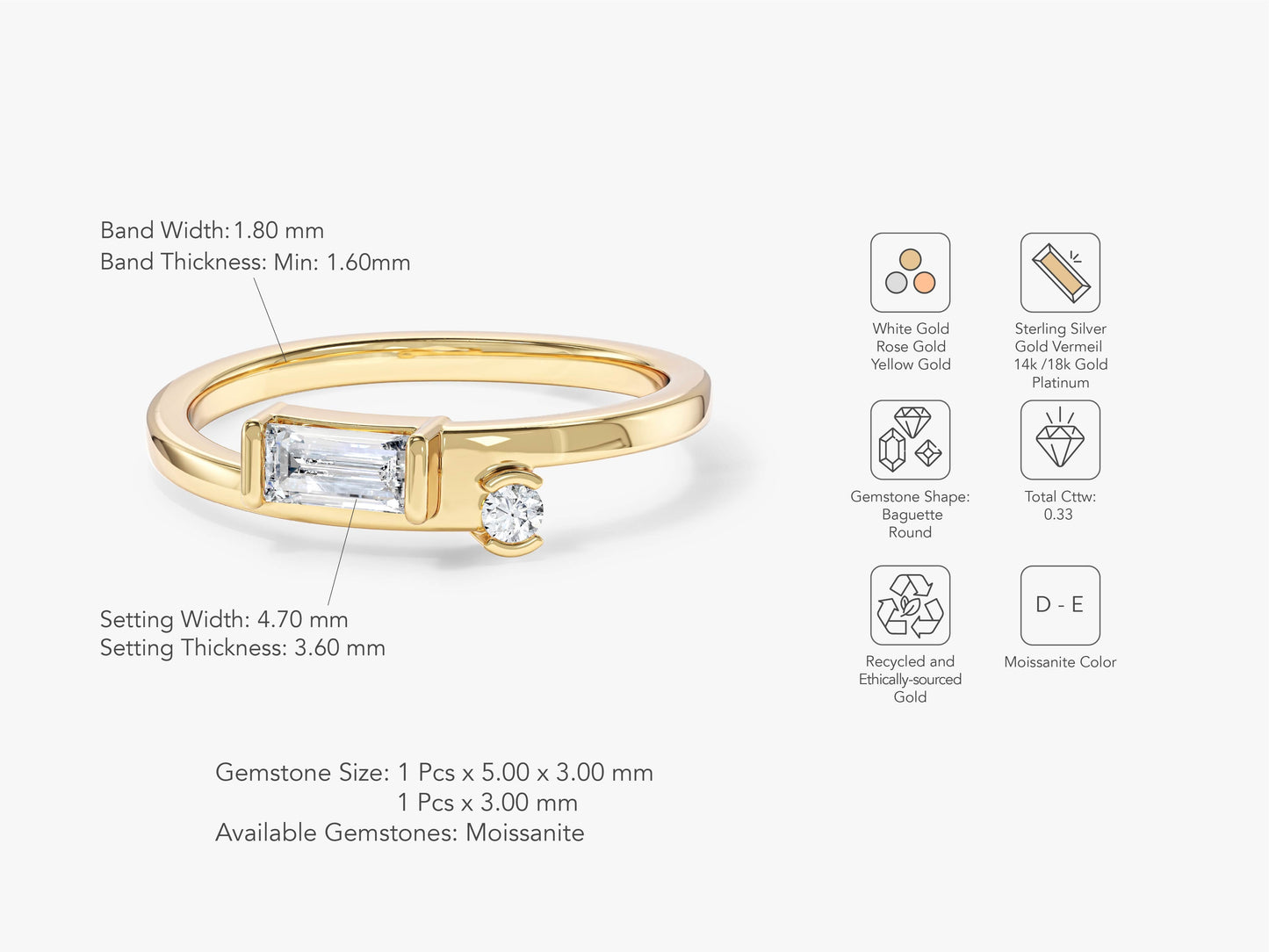 Baguette and Round Promise Ring