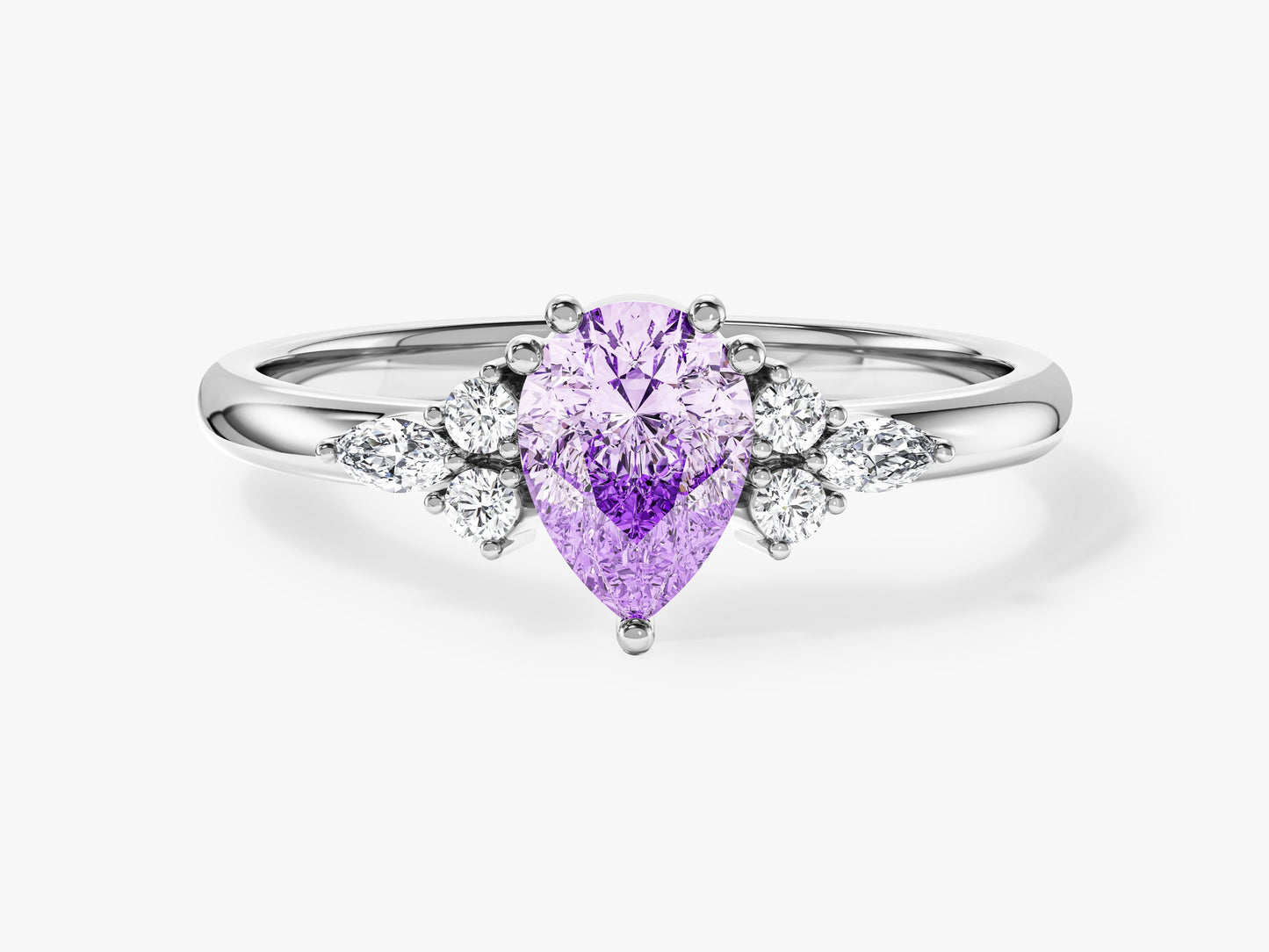 Sidestone Accent Pear Gemstone Engagement Ring