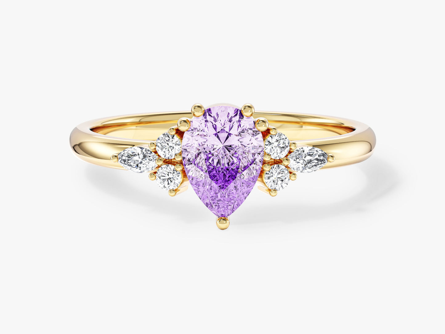 Sidestone Accent Pear Gemstone Engagement Ring