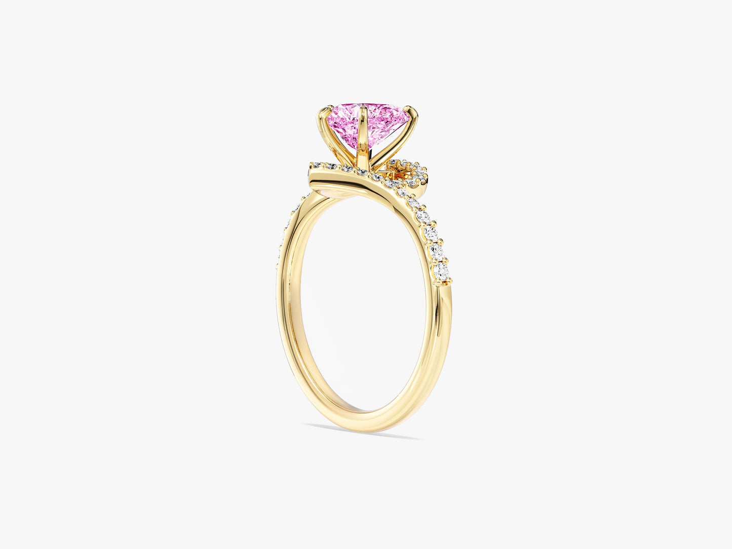 Halo Heart Gemstone Engagement Ring
