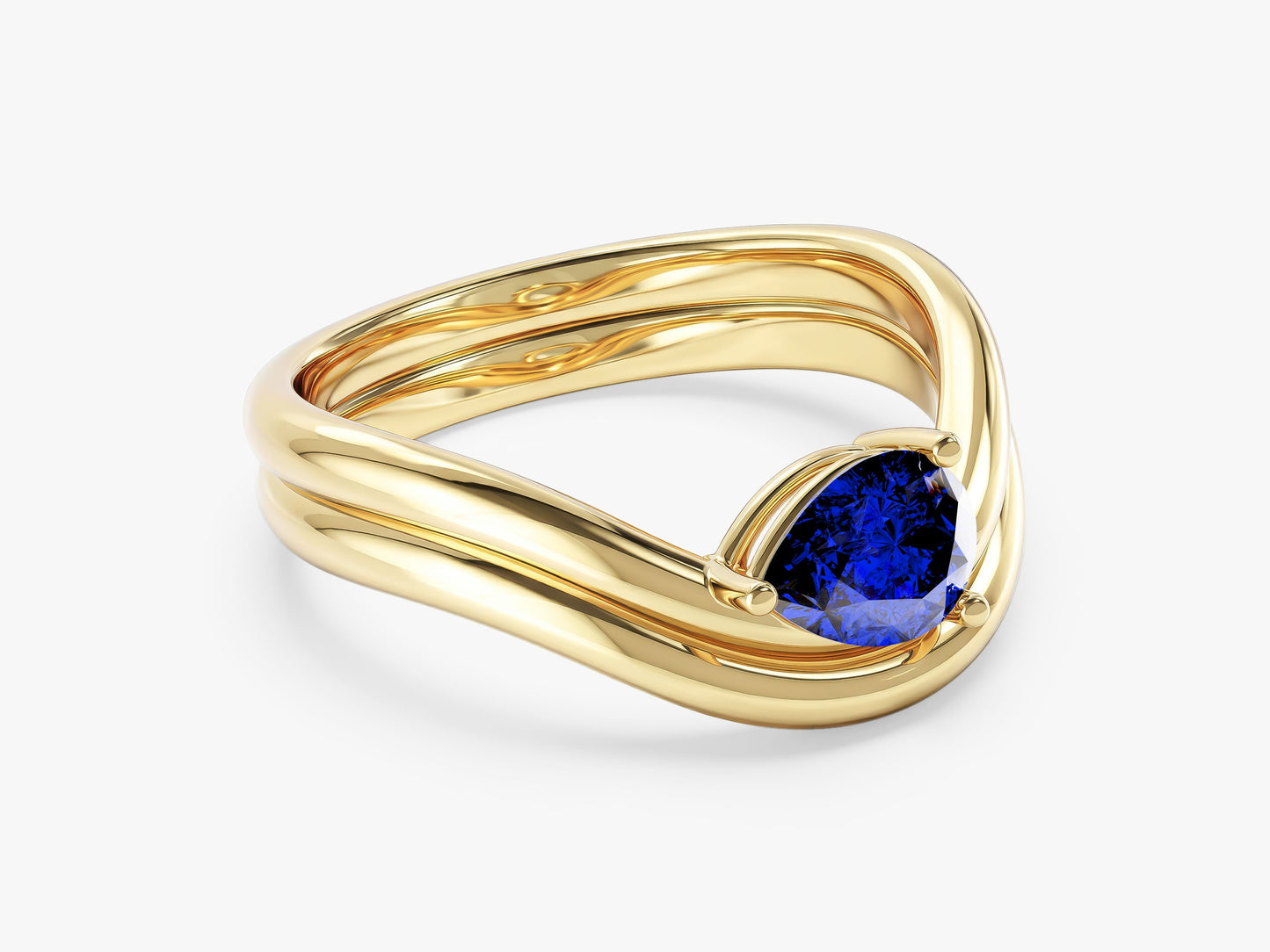 Curved Double Band Birthstone Ring